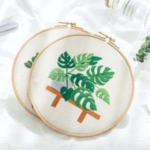Green Leaf Boho Decor Embroidery Kit for Beginners